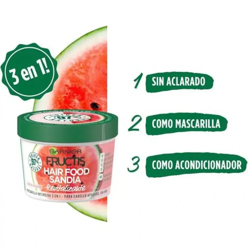 Garnier Fructis Hair Food Melón 3 v 1 revitalizačná maska na matné a bez života vlasy 400 ml