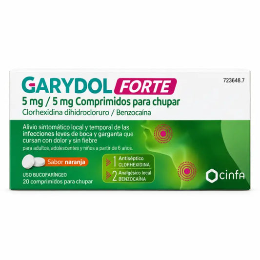 Garydol Forte 5 mg/5 mg, 20 pastiliek na rozcucanie