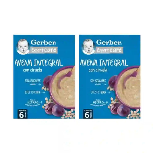 Gerber detská kaša z ovsených vločiek a sliviek, 2 × 250 g 