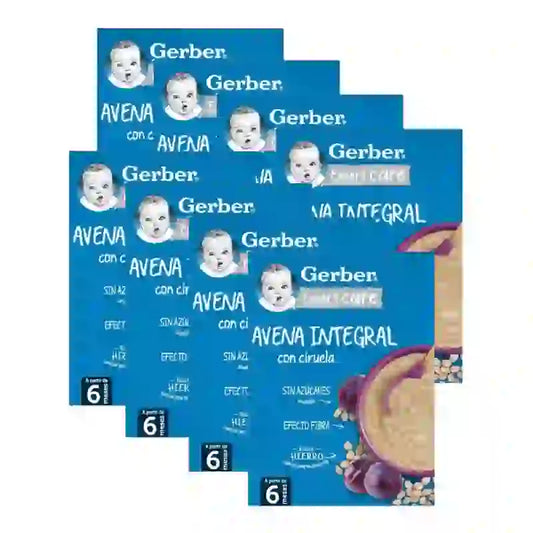 Gerber detská kaša z ovsených vločiek a sliviek, 8 × 250 g 