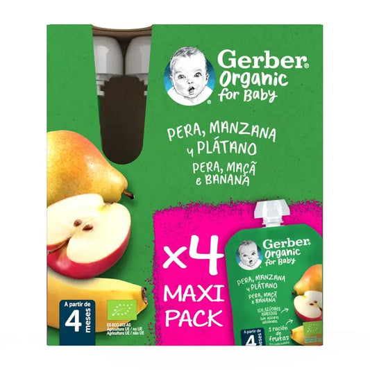 GERBER Vrecúško Organic Multipack – hruška, jablko, banán
