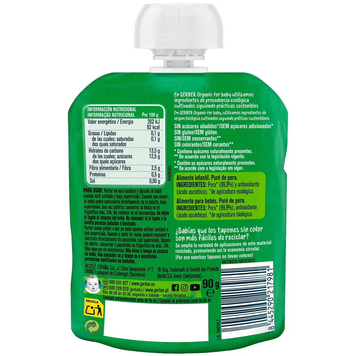 Gerber – vrecúška s organickým hruškovým pyré, 90 g