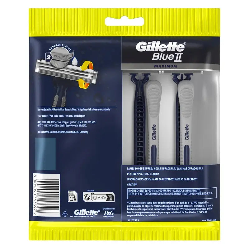 Gillette Blue II Max jednorazové holiace strojčeky, balenie po 10 ks, 2 čepele, lubrikačný gél