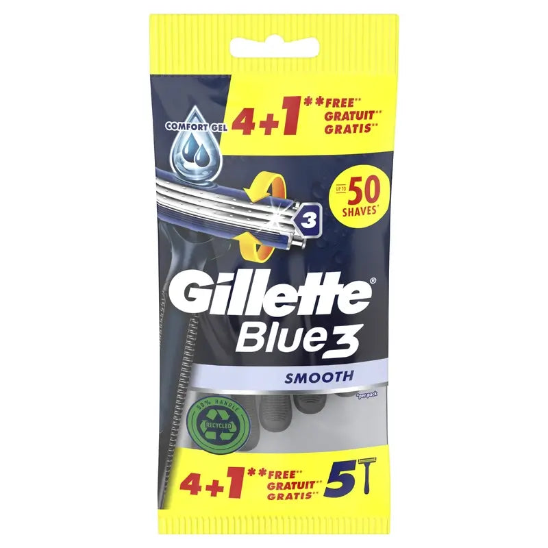 Gillette Blue3 Smooth jednorazové holiace strojčeky pre mužov, 5 kusov
