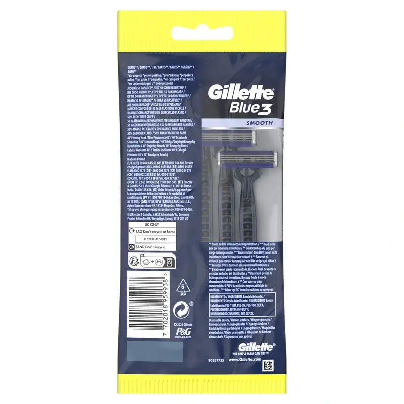 Gillette Blue3 Smooth jednorazové holiace strojčeky pre mužov, 5 kusov