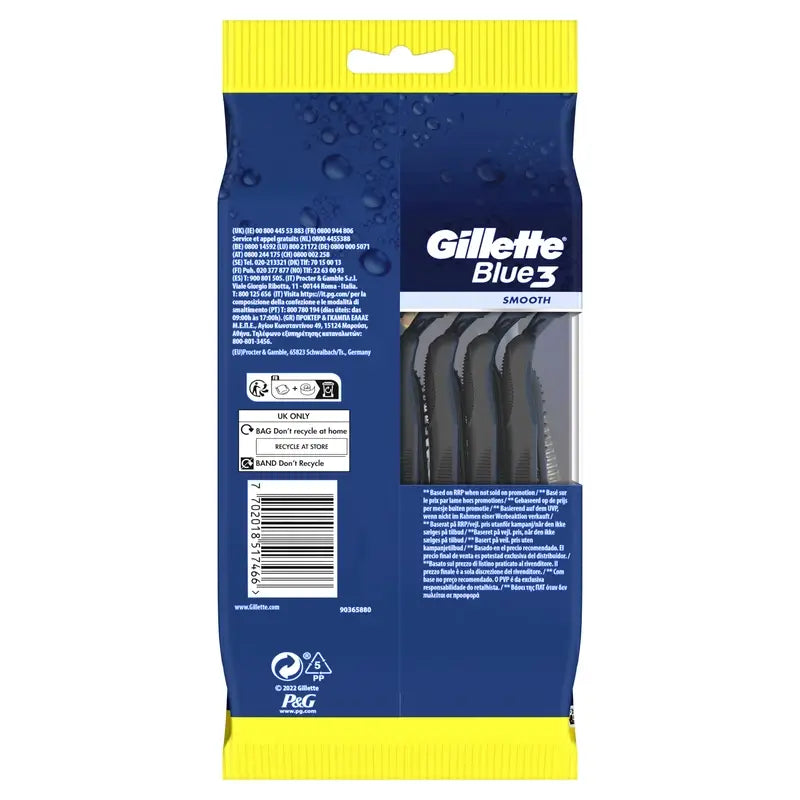 Gillette Blue3 Smooth jednorazové holiace strojčeky s 3 čepieľkami, 16 kusov