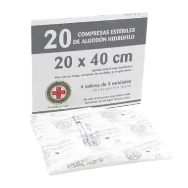 Large Cross Sterile Cotton Gauze 17 Threads 20 units