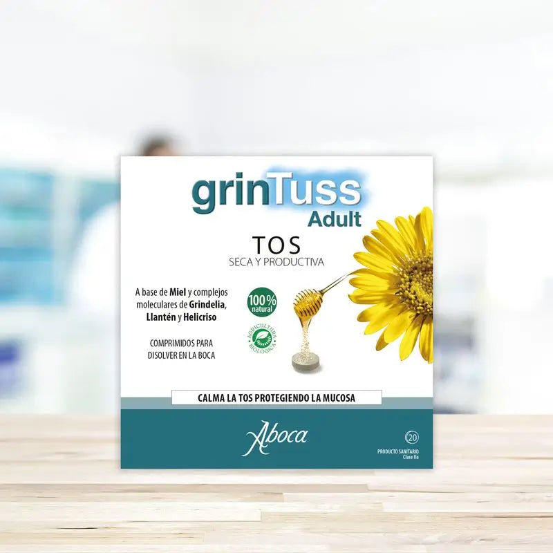 Aboca Grintuss Adult – suchý a produktívny kašeľ, 20 tabliet