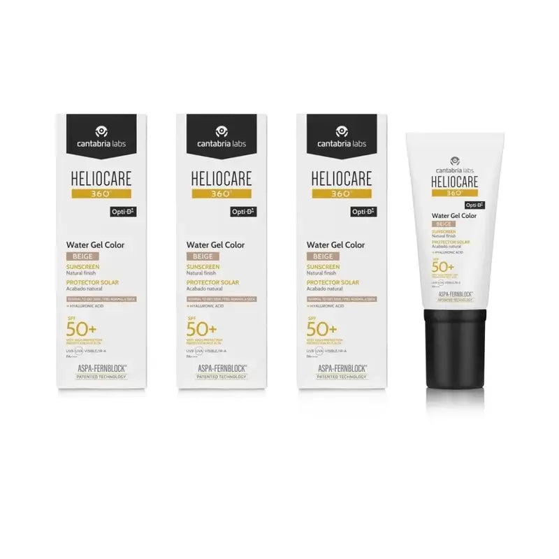 Heliocare 360° Color Water Gel Beige SPF 50+, 3 x 50 ml 