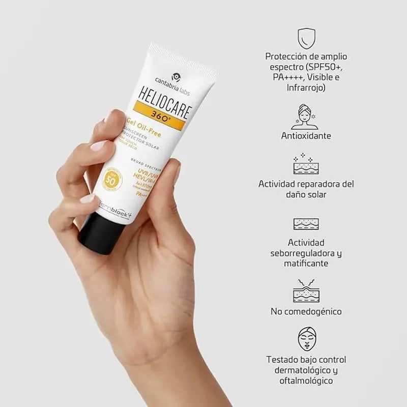 Heliocare 360º bezolejový opaľovací gél na tvár SPF 50+, 50 ml