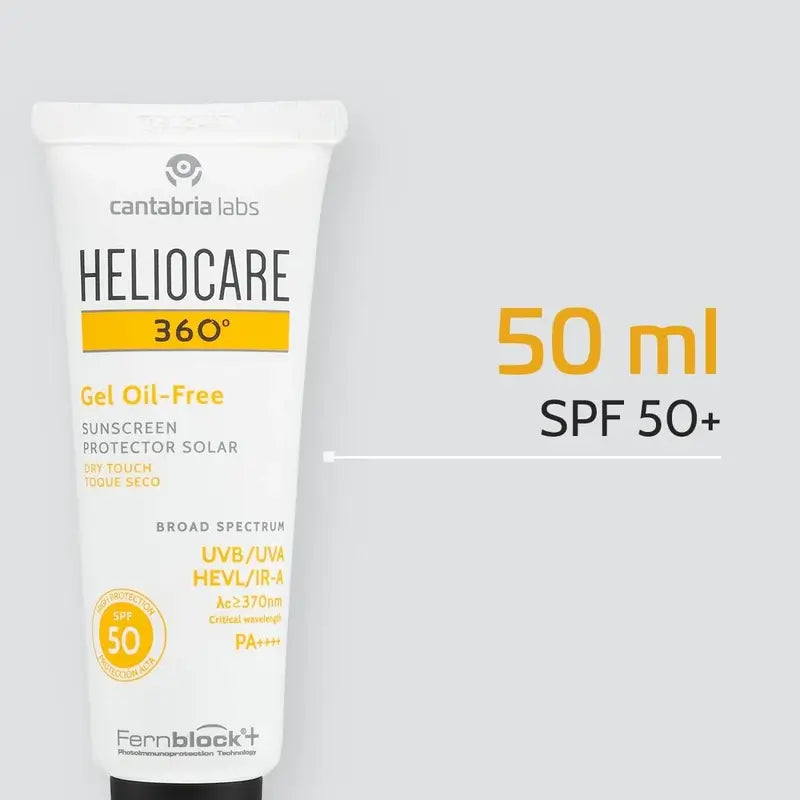 Heliocare 360º bezolejový opaľovací gél na tvár SPF 50+, 50 ml