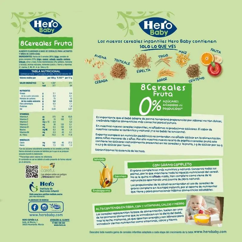 Hero Baby Obilná kaša  8 obilnín s ovocím 340 g