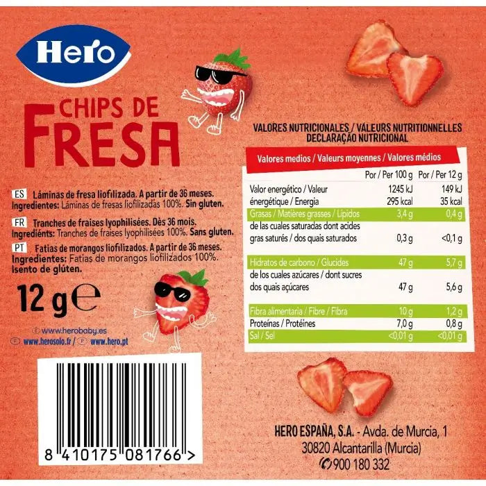 Hero Snack Detské čipsy s príchuťou jahôd, 12 g