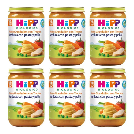 Hipp Bio – zeleninová kaša s cestovinami a kuracím mäsom, balenie 6 x 220 g