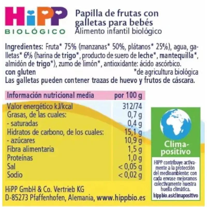 Hipp Bio – jablkovo-banánová kaša s sušienkami, 190 g