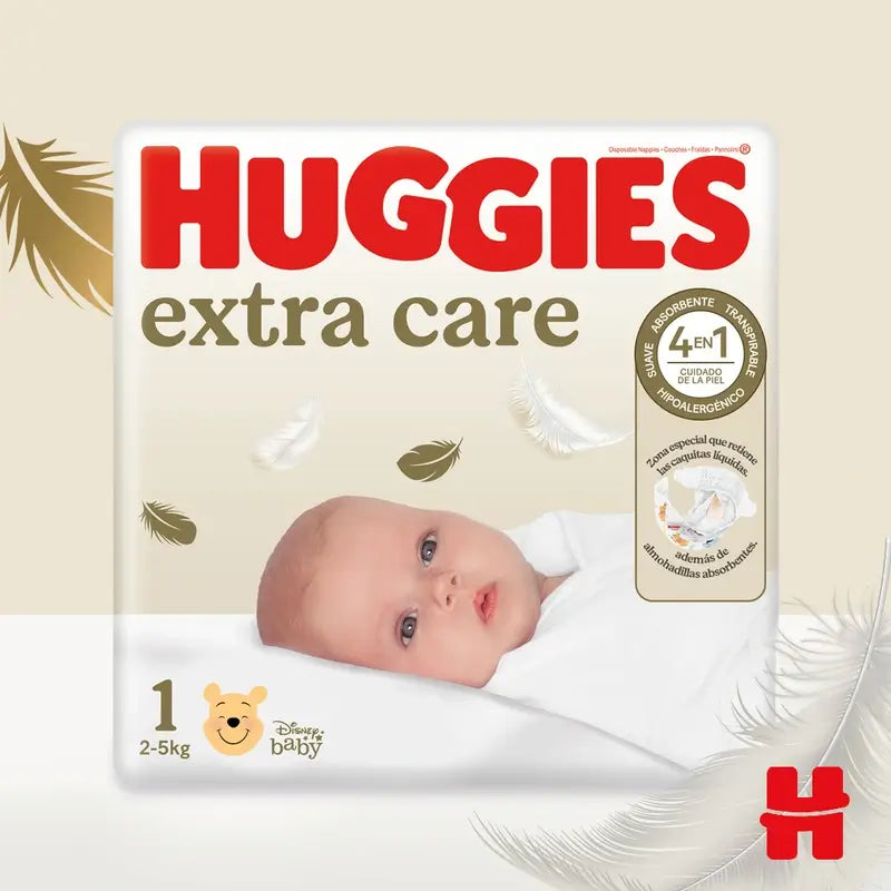 Huggies Extra Care veľkosť 1 (3–5 kg) detské plienky s motívom Disney, 28 kusov