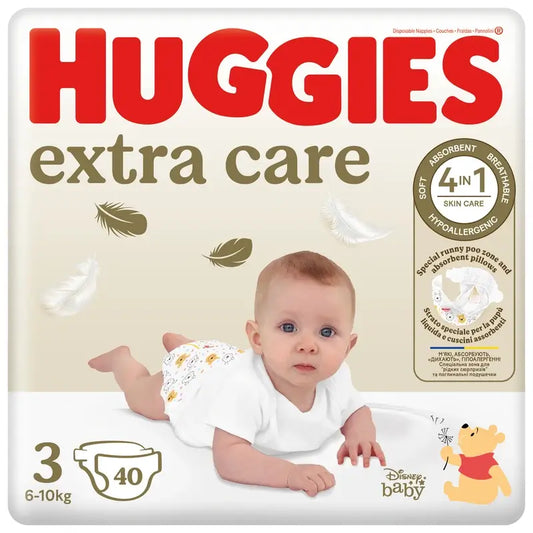 Huggies Extra Care veľkosť 3 (6–10 kg) detské plienky s motívom Disney, 40 kusov