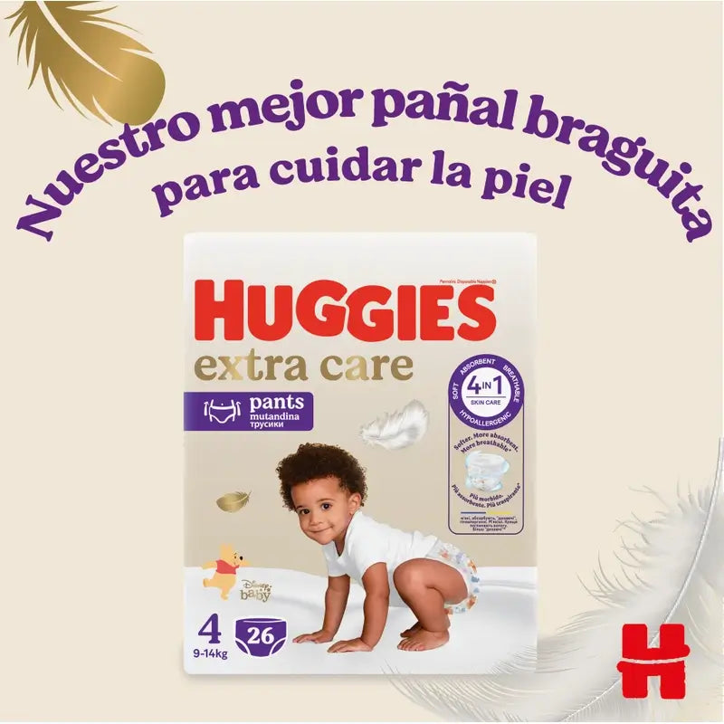 Huggies Extra Care veľkosť 4 (9–14 kg) detské plienky s nohavičkami Disney, 26 kusov