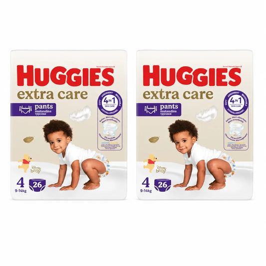 Huggies Extra Care veľkosť 4 (9–14 kg), detské plienky typu nohavičky s motívom Disney, 26 kusov, balenie po 2