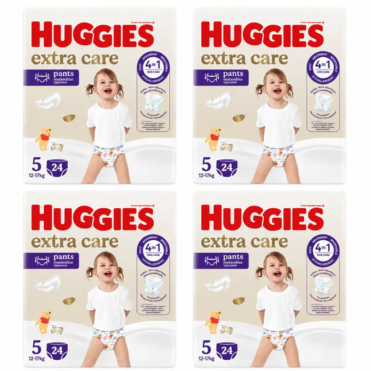 Huggies Extra Care veľkosť 5 (12–17 kg) detské plienky typu nohavičky s motívom Disney, 24 kusov, balenie po 4