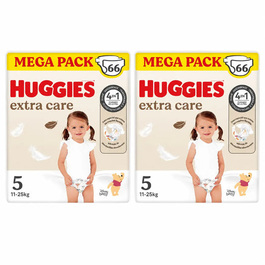 Huggies Extra Care veľkosť 5 (11–25 kg) detské plienky s motívom Disney, 66 kusov, balenie po 2