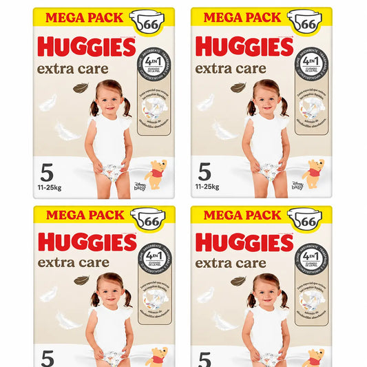 Huggies Extra Care veľkosť 5 (11–25 kg) detské plienky s motívom Disney, 66 kusov, balenie po 4