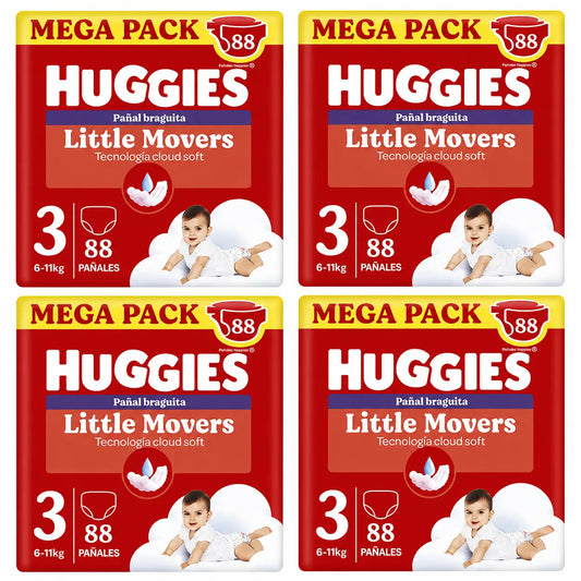 Huggies Little Movers veľkosť 3 (6–11 kg) detské plienky s nohavičkami s motívom Disney, 88 kusov, balenie po 4