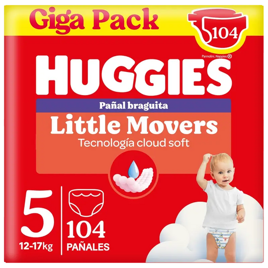 Huggies Little Movers veľkosť 5 (12–17 kg) detské plienky s nohavičkami Disney, 104 kusov