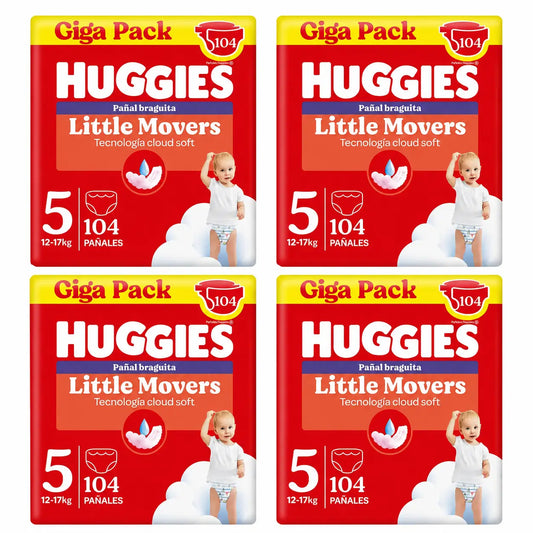 Huggies Little Movers veľkosť 5 (12–17 kg) detské plienky typu nohavičky s motívom Disney, 104 kusov, balenie po 4
