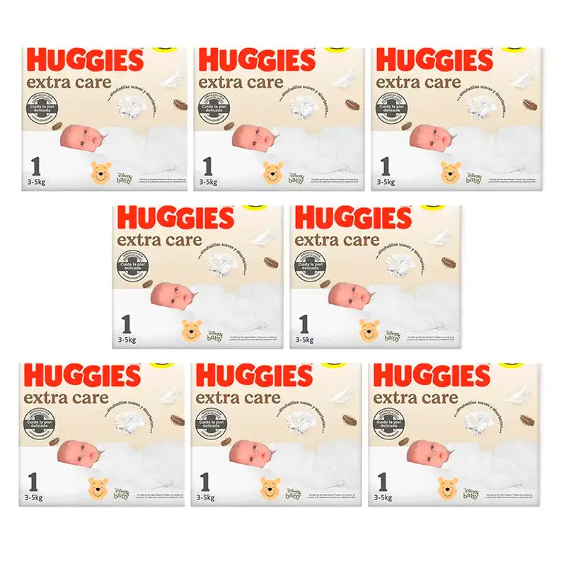 Huggies plienky Extra Care, veľkosť 1, balenie 8 x 28 kusov