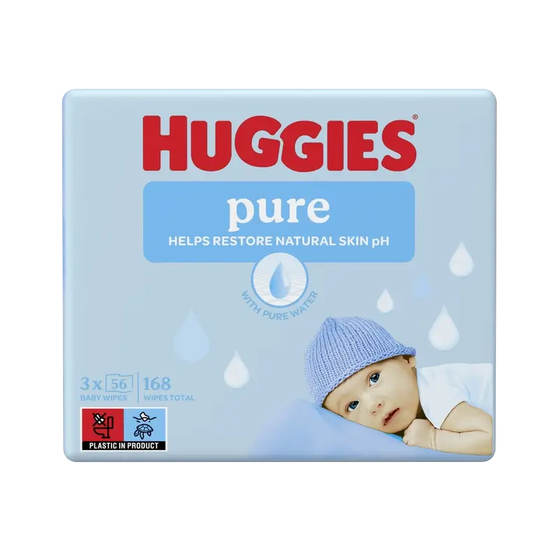 Vlhčené utierky Huggies Pure, 168 kusov