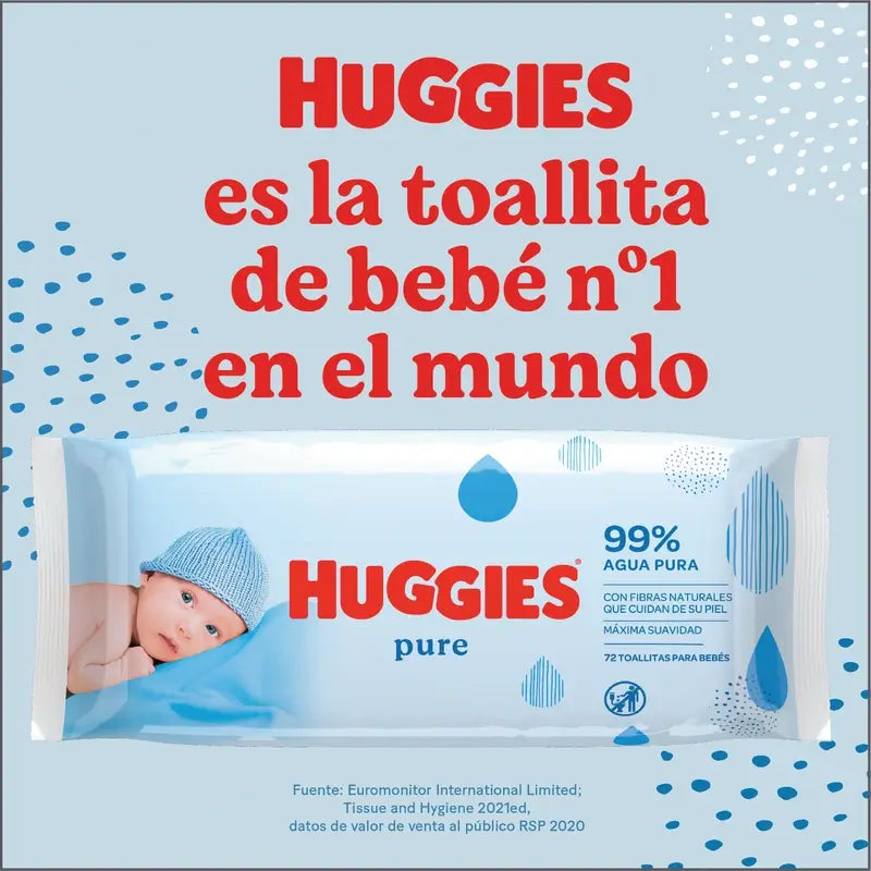 Vlhčené utierky Huggies Pure, 168 kusov