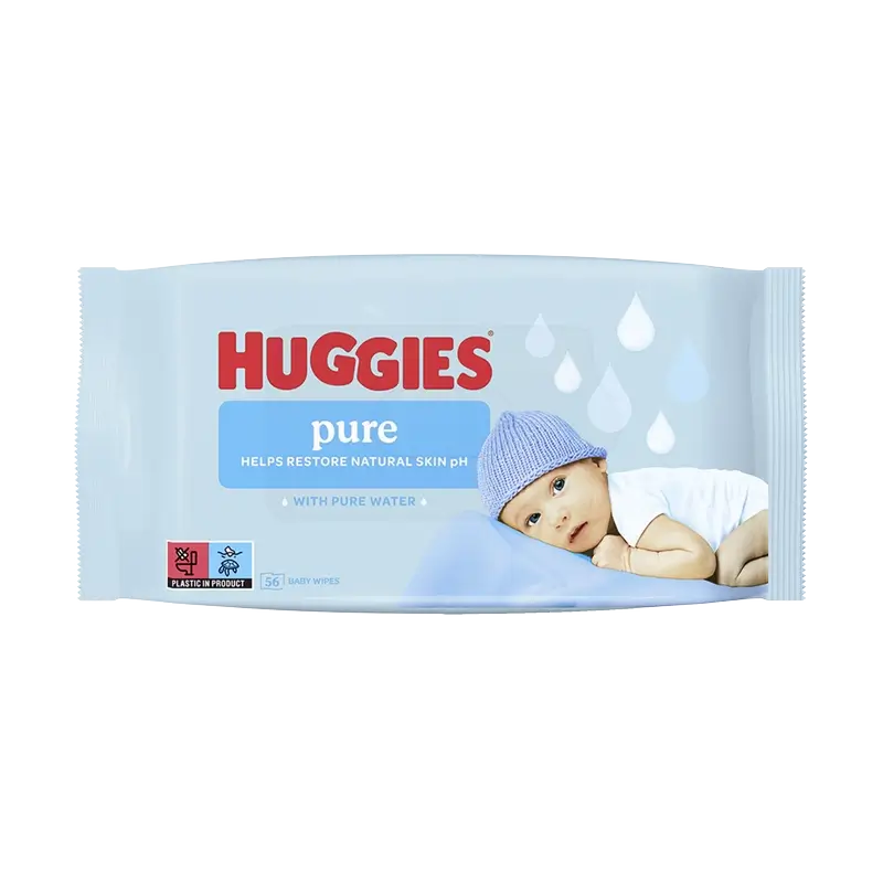 Vlhčené utierky Huggies Pure, 56 kusov