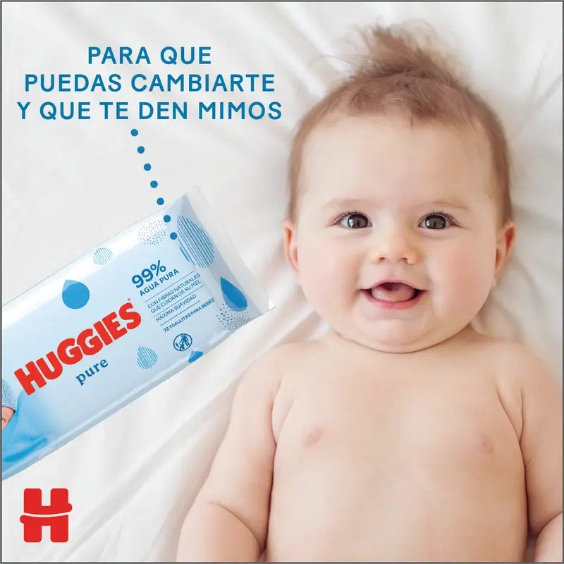 Vlhčené utierky Huggies Pure, 56 kusov