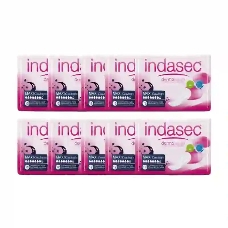 Indasec Dermoseda vložky na inkontinenciu Maxi Good Night, 10×12 kusov 