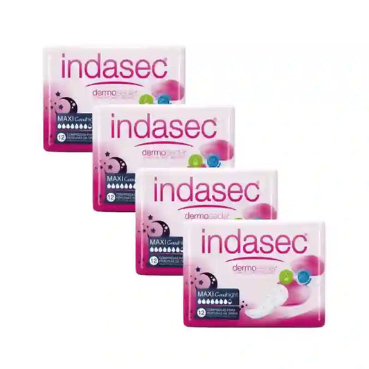Indasec Dermoseda vložky na inkontinenciu Maxi Good Night, 4 x 12 kusov 