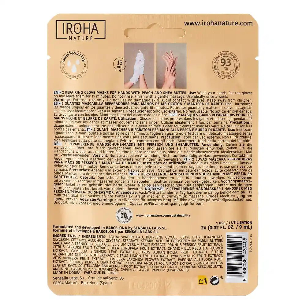 Iroha Nature – regeneračné rukavice na telo s maskou, 20 ml 