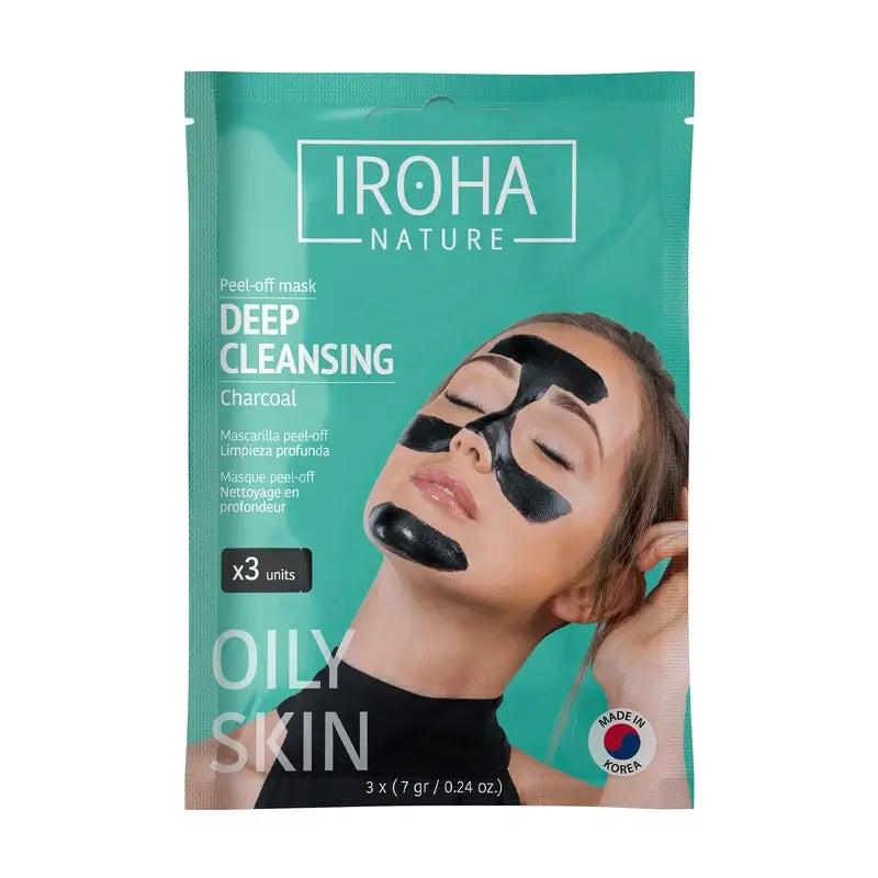 Iroha Nature Peel-off maska na hlboké čistenie s aktívnym uhlím, 3 kusy, 1 gram