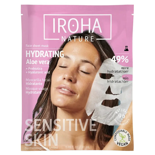 Iroha Nature Hydratačná pleťová maska v papierových vreckách – Aloe vera, 20 ml