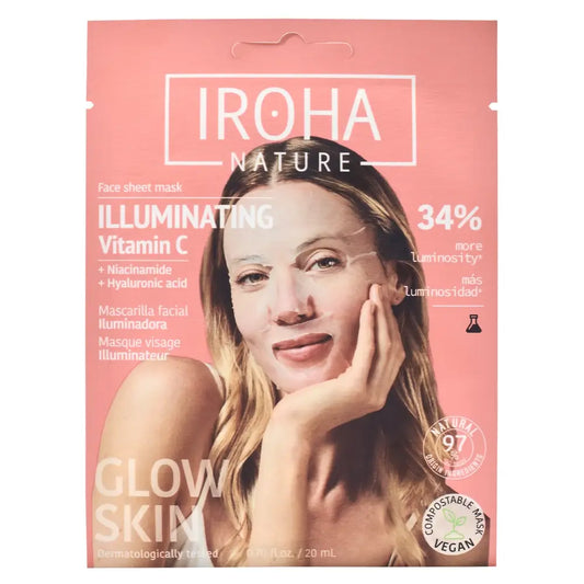 Iroha Nature Rozjasňujúca pleťová maska v papierových vreckách – vitamín C, 20 ml