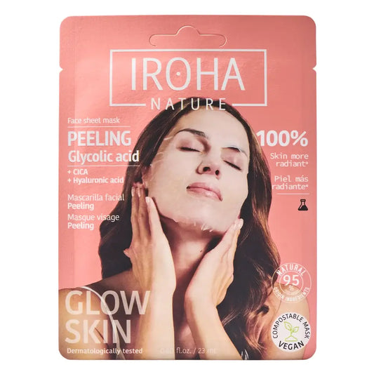 Iroha Nature Pleťová maska z papierových obrúskov s peelingovým účinkom – kyselina glykolová, 23 ml
