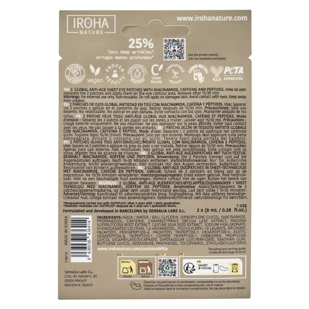 Iroha Nature Očné náplasti s komplexným protistarnúcim účinkom – niacinamid, 16 (2x8) ml