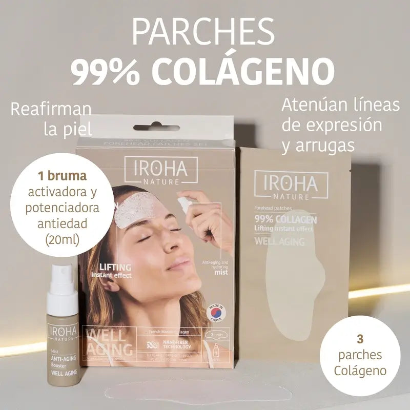 Iroha Nature Náplasti na čelo s 99 % kolagénom (3 ks + 1 sprej), 3 páry