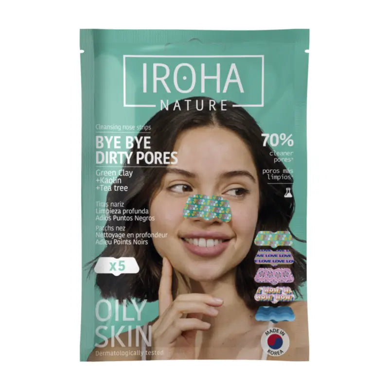 IROHA NATURE Pásiky na nos BYE BYE Dirty Pores – Hĺbkové čistenie (5 ks)