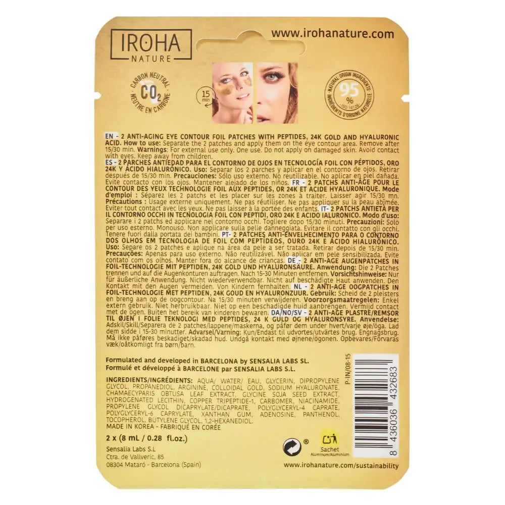 Iroha Nature Well Aging – protistarnúce očné náplasti z fólie, 8 ml