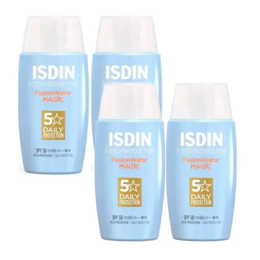 Isdin Fotoprotector Fusion Water Magic, opaľovací krém SPF 50, balenie 4 x 50 ml
