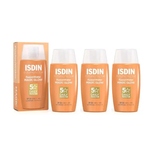 Isdin Ochranný krém proti slnku Fusion Water Magic Glow SPF 30, 3 × 50 ml