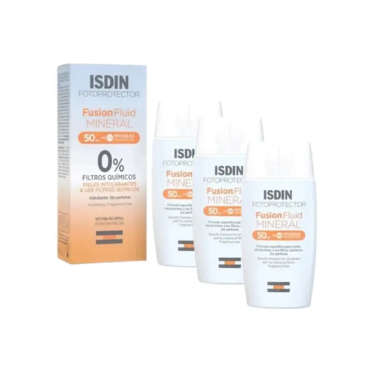 Isdin Minerálny ochranný krém Fusion Fluid SPF 50+, 3 x 50 ml