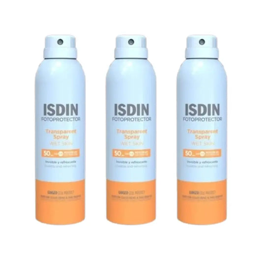 Isdin Transparentný sprej na vlhkú pokožku SPF 50, 3 × 250 ml