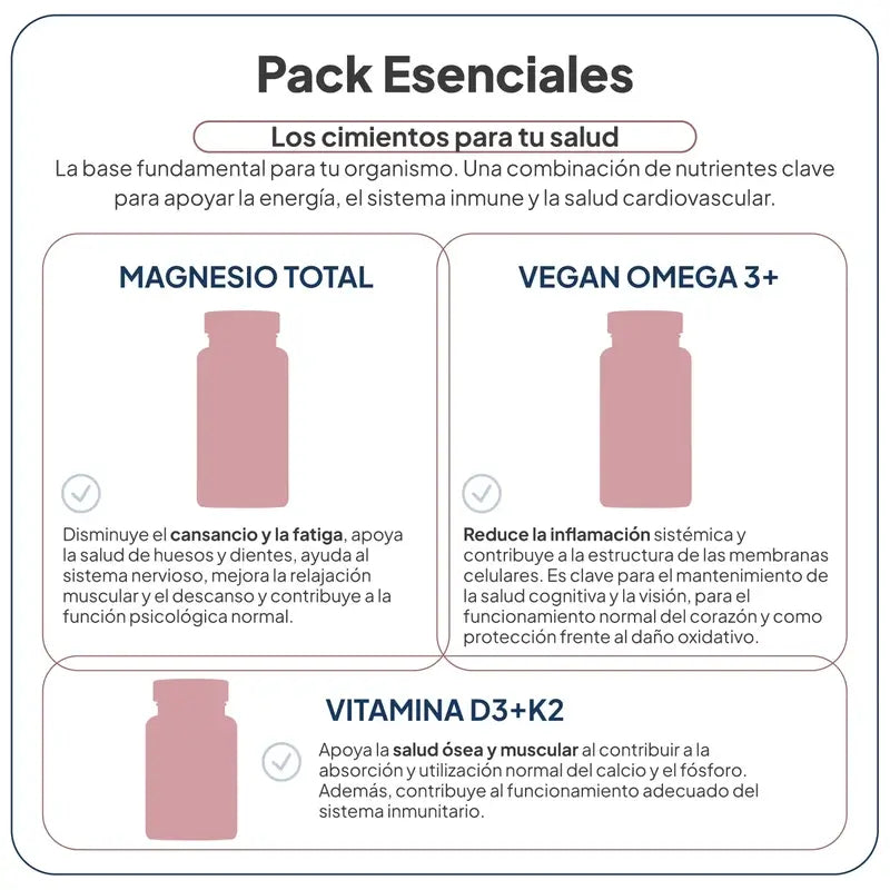 IVB Pack Esenciales – horčík, vitamín D3+K2 a vegánske omega-3+, 60 kapsúl